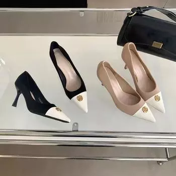 Суперпопулярные женские туфли на высоком каблуке Xiaoxiangfeng с золотой пряжкой и цветочным узором, одинарные туфли, универсальные кожаные туфли на все времена года 35 абрикосовый