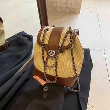 Суперпопулярный нишевый контрастный цветной женский рюкзак в стиле пэчворк, новый универсальный рюкзак с цепочкой на спине, мини-рюкзак для путешествий