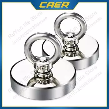 Суперпрочные неодимовые рыболовные магниты, спасательный магнитный крючок с потайным отверстием, диаметр рым-болта 42 мм, сила тяги 60 кг