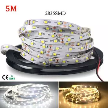 Суперяркий 2835 5 м светодиодное освещение Белая теплая белая светодиодная лента Украшение дома Гибкая лента под кроватью Ночная лампа 5M 300LEDs белый