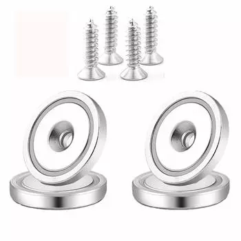 Суперсильный магнитный крючок Cosego 62 кг, диаметр 42 мм, с отверстиями и винтами, сильный магнит, совместимый с деревянными досками, упаковка из 4 штук, немагнитный