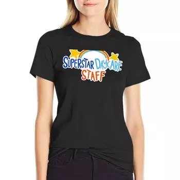 Футболки Superstar Daycare Staff, женские топы, футболки больших размеров для женщин S белый