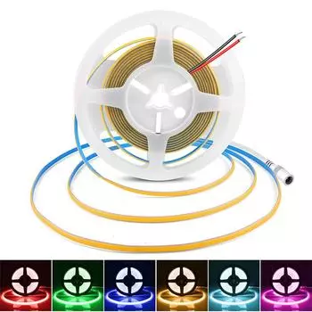 Супертонкая светодиодная лента COB 5 мм, 320 светодиодов/м, гибкая светодиодная лента высокой плотности, 12 В постоянного тока, лента для декора автомобильного шкафа, освещение с регулируемой яркостью 1M