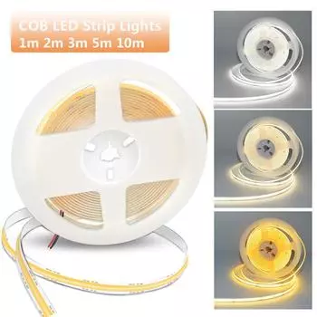 Супертонкая светодиодная лента COB 8 мм, 320 светодиодов/м, мягкая гибкая световая панель постоянного тока, 12 В/24 В, теплый холодный белый цвет для декоративного освещения 3000K, 4000K, 6000K DC12V 1M белый