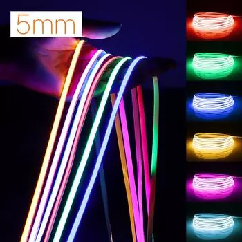 Супертонкая узкая 5 мм светодиодная лента COB 12 В, высокая яркость, регулируемая яркость, лента FOB 320 светодиодов/м для декора комнаты автомобиля, гирлянды 1m теплый белый