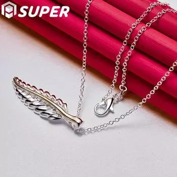 Супертонкое ожерелье из стерлингового серебра 925 пробы с перьями для женщин, свадебные модные украшения O-Chain