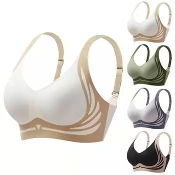 Суперусадочный бюстгальтер | Беспроводной бюстгальтер пуш-ап, удобный термоусадочный бюстгальтер, женский бюстгальтер пуш-ап, разглаживающий бюстгальтер пуш-ап сзади 2X-Large чёрный