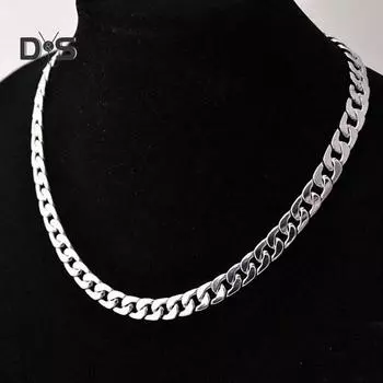 Superway Fashion Twist Сплющенная широкая цепочка Ожерелье Вечеринка Ювелирные изделия День рождения 50cm серебряный