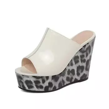 Супервысокие тапочки на каблуке Женские 2025 Туфли с открытым носком Женские Уличные Новые Платформа Танкетка Повседневные С круглым носком Большой размер Босоножки на каблуке 35