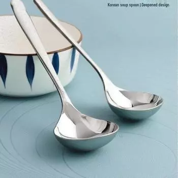 Суповая ложка из нержавеющей стали с длинной ручкой для еды арбуза и каши - Большая, глубокая и утолщенная конструкция 1 piece