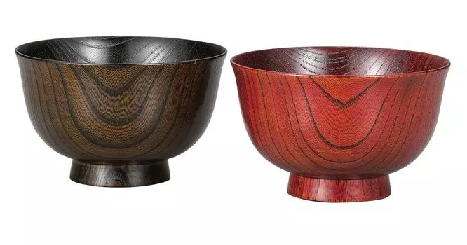 Суповая миска для супружеской пары братьев Накатани Shokai Keyaki, красная, лакированная, черная, лакированная Лаковая посуда Yamanaka 36-1022
