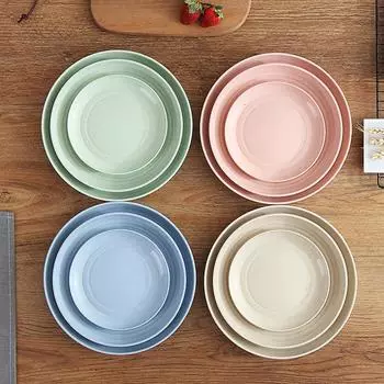 Суповая миска из пшеничной соломы Пластиковая посуда, пригодная для микроволновки Фруктовые салатницы Хлопья Рамен Паста Блюда Обеденная тарелка Дружелюбная Не содержит бисфенол-А 15cm