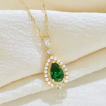 Supply Water Drop Necklace Women S Retro Simple Fresh Natural Pendant Collarbone Chain