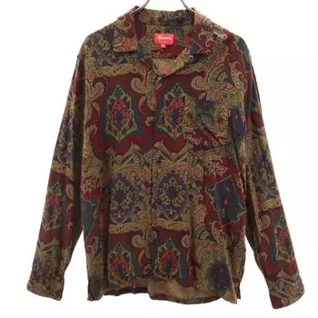 Supreme 15AW Paisley Pattern Long sleeve Open collar shirt M Burgundy Men s Used