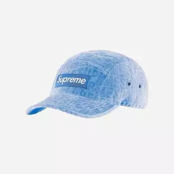 Supreme Velvet Pattern Camp Cap Light Blue 21FW -