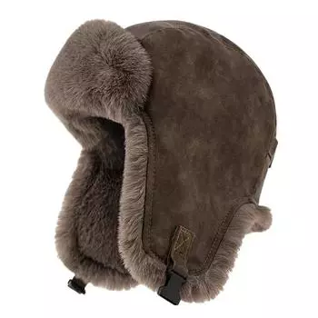 SupSindy Мужская зимняя шапка-бомбер для улицы, мотоциклетная ветрозащитная, утепленная, искусственный мех, пилотская шапка-ушанка, кожаная, термоусадочная Head circumerence56-59cm