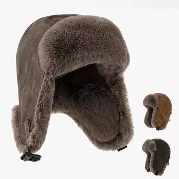 SupSindy Мужская зимняя шапка-бомбер с очками для езды на мотоцикле, ветрозащитная, теплая, из искусственного меха, пилотская шапка-ушанка