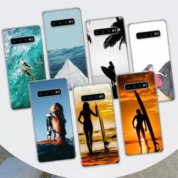 Surfboard surfing art surf Girl Phone Case For Samsung Galaxy M21 M12 M31S M32 M51 M52 Note 20 Ulte 10 Plus 9 8 J4 J6 + J8 M11 F Samsung M11