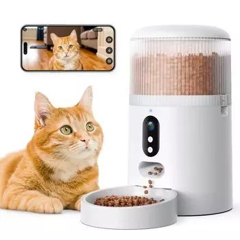Surfola Автоматическая кормушка для кошек с функцией подачи корма для домашних животных для малых и средних размеров Таймер Voice 4L Power Автоматический смартфон Совместимость с iOS и Easy to Easy to 8