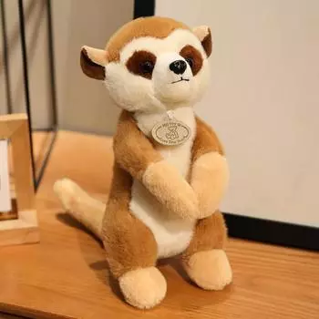 Сурикат плюшевый, кукла лемур с большими глазами, плюшевая игрушка лемур с длинным хвостом, кукла лесного животного с обезьяньим хвостом One Size