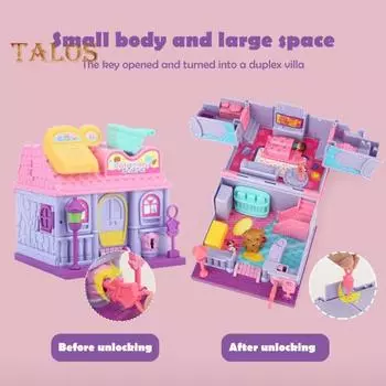 Сюрприз игрушечный домик для кукольного домика игровой набор двухуровневая мини-вилла кукольный домик строительные игрушки для ролевых игр ролевая игрушка для девочек синий