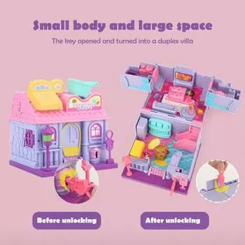 Сюрприз игрушечный домик кукольный домик игровой набор дуплекс мини вилла кукольный домик строительные игрушки розовый