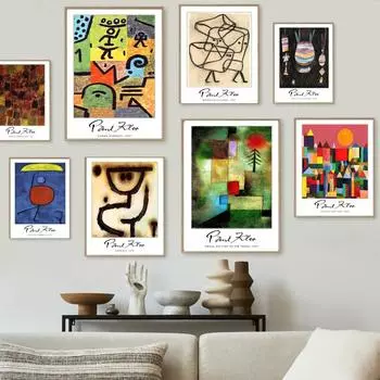 Сюрреализм Аннотация Пауль Клее Цветочный настенный художественный принт Холст Картина Винтаж плакат на скандинавскую тему настенные панно для декора гостиной A4 21X30cm No Framed