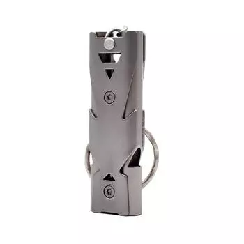 Survival Whistle Double Pipe Burst Sound Whistle Outdoor Help Whistle Stainless Steel Earthquake Disaster Whistle серый