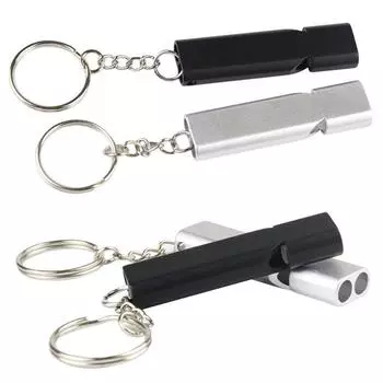Survival Whistle Safety Keychain Aluminium Alloy Practical Dual Frequency Emergency Outdoor Hiking Camping