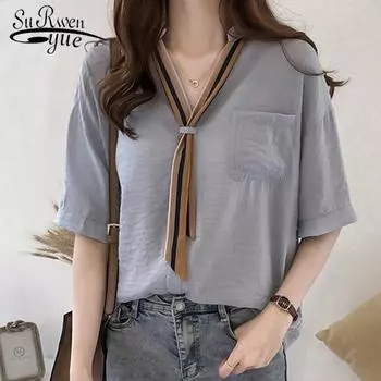 SURWENYUE модные женские топы больших размеров, офисная рабочая одежда, блузка, рубашка с короткими рукавами, летние топы M белый