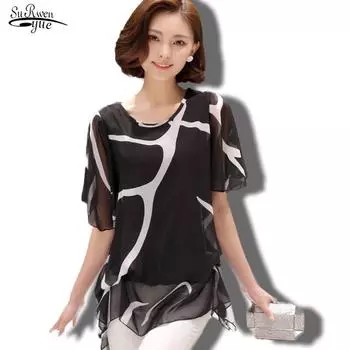 SURWENYUE модные женские топы, летняя одежда, шифоновая блузка с короткими рукавами, женская верхняя одежда без подкладки, рубашка M белый