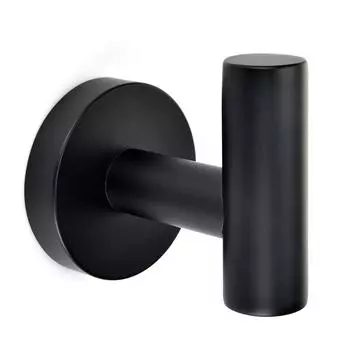 SUS304 Одинарный крючок для халата из нержавеющей стали для ванной комнаты, кухни, гаража, домашнего хранения, круглая вешалка, матовый черный