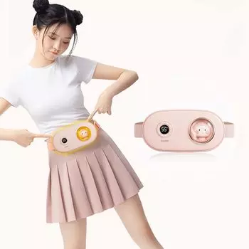 Susanny Waist Hot Belt Abdomen Heating Belt EMS Vibration 5 Types Adjustment Electric Heating 3 Stage Heater Cute Cat LCD Display Home Stretcher