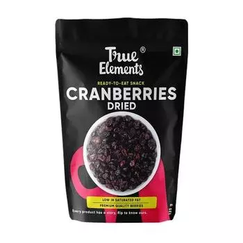 Сушеная клюква 125 г от True Elements - сушеная и нарезанная клюква | Полезные закуски | Готовая к употреблению закуска | 100% чистая, без добавления консервантов