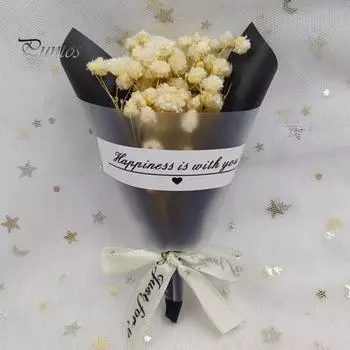 Сушеный цветок с ароматом детского дыхания, бумажная упаковка с буквенным принтом, лента с бантом, долговечный яркий цвет, украшение подарочной коробки, подарок на День Святого Валентина, Flowee белый