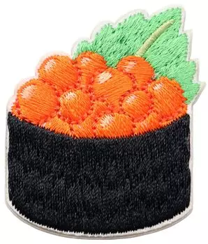 Суши Лосось Еда Смешная Вышивка Наклейка и Инструкции Икура Нашивка, Икра, Нашивка, Приклеиваемая Утюгом, (японский язык) Включено,