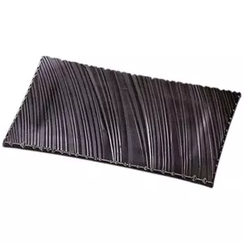 Sushi Plate 33cm Shinogi Wave Carved Plate with Black and Silver Oxidized Made in Japan J-kitchens (Rectangular Plate) Finish, Shatter-Resistant,