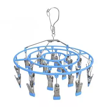 Сушильная стойка для одежды, нержавеющая сталь, вешалка для белья, прочный круглый поворотный ветрозащитный крючок, вешалка для нижнего белья, полотенце, бюстгальтеры, носки, нижнее белье 24 clips of impregnated socks темно-зеленого