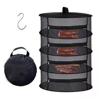 Сушильная стойка для трав, 4-х уровневая сушильная клетка с S-образным крючком, складная сетка для подвешивания Dual Layer