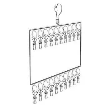 Сушильная стойка из нержавеющей стали, многослойная вешалка для одежды, для дома, общежития, балкона, ветрозащитная стойка, 30 зажимов