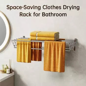 Сушильная стойка из нержавеющей стали, настенная, выдвижная, складная, с 7 штангами для сушки белья для прачечной/ванной комнаты Stainless Steel