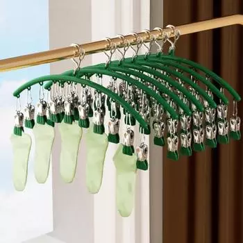 Сушильная стойка из нержавеющей стали, вешалка для одежды с ветрозащитным крючком, прочная нескользящая вешалка для нижнего белья, вешалка для носков белый