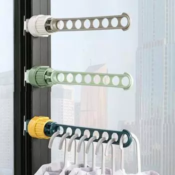 Сушильная стойка с высокой несущей способностью, экономящая место, без проколов, для помещений, 8 отверстий, вешалка для одежды на оконную раму, бытовые товары серый