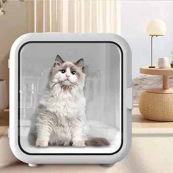 Сушильный ящик для кошек и собак, сушильный ящик для домашних животных, автоматический интеллектуальный контроль температуры, сушка на 360 градусов, бесшумные фены для собак и кошек белый