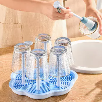 Сушилка для чашек Сушилка для бутылок 6 Держатель Вешалка Сушилка Стеклянная подставка для синий