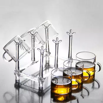 Сушилка для чашек, сушилка для стаканов, устойчивая к царапинам, с 6 крючками, держатель для кофейных кружек, нескользящая чистый