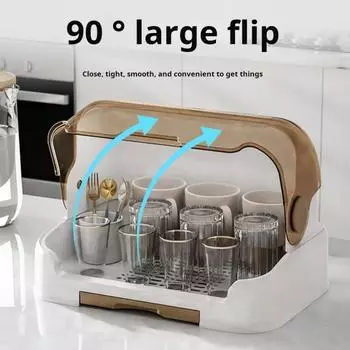 Сушилка для детских бутылочек с прозрачной крышкой, большая вместимость, пылезащитный, легко чистящийся ящик для хранения детских бутылочек, со съемным сливным лотком белый