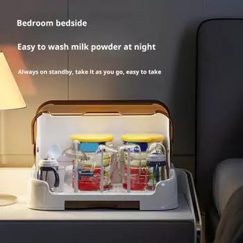 Сушилка для детских бутылочек с прозрачной крышкой, большая вместимость, пылезащитный, легко чистящийся ящик для хранения детских бутылочек, со съемным сливным лотком серый