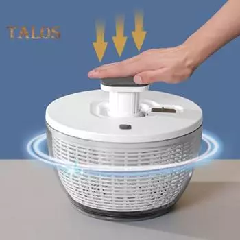 Сушилка для фруктов, 6 л, контейнер большой емкости, легкая чистка, экологически чистая ручная сушилка для салата, кухонные принадлежности для приготовления овощей белый