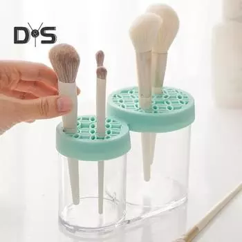 Сушилка для кистей для макияжа, противоскользящая силиконовая сетка, большая емкость, с несколькими отверстиями, круглая столешница, спонж для лица, пуховка, косметический держатель для кистей, органайзер серый